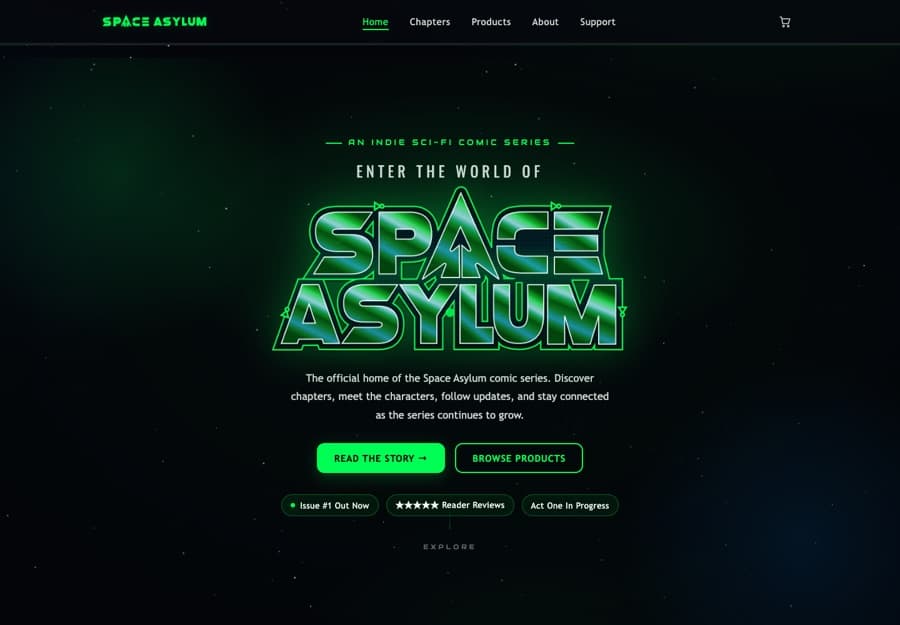 Space Asylum: a website built by Lumenta Digital